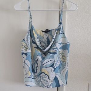 Forever 21 Blue and Yellow Leaf Print Crop Top